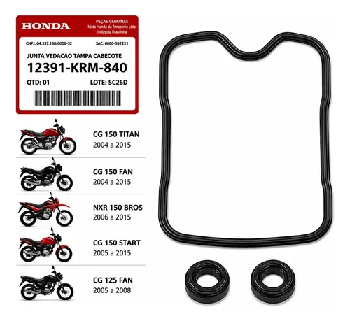 Guarnição Tampa Válvula Honda Titan 150 Ks Esd 2004 A 2015