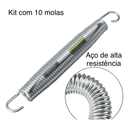 Molas Resistentes 18 Cm Para Cama Elástica Kit 10 Unidades