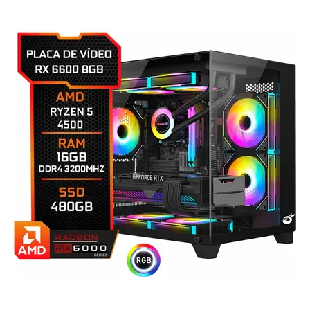 Pc Gamer Rx 6600 8gb, Amd Ryzen 5, 16gb Ram, Ssd 480gb 480 Gb 16 Gb Radeon Rx 6600 8gb