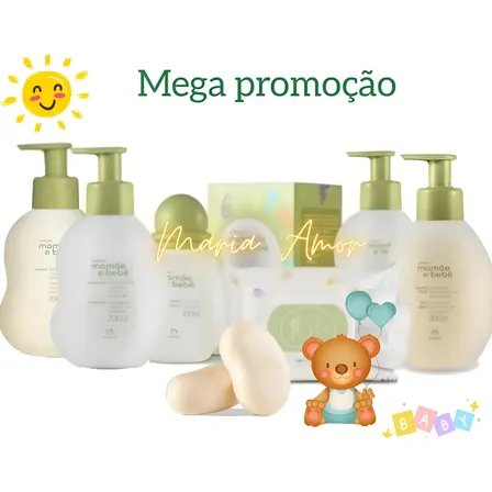 Kit Natura Mamãe Bebê- Cuidados E Higiene Maternidade Verde-claro