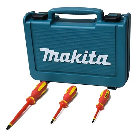 Maleta Makita + Chaves Phillips Isoladas Ph1-ph2-ph3 Com 3pc Vermelho E Azul