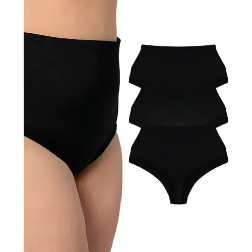 Kit 3 Calcinhas Plus Size Cós Alto Fio Duplo Lingerie