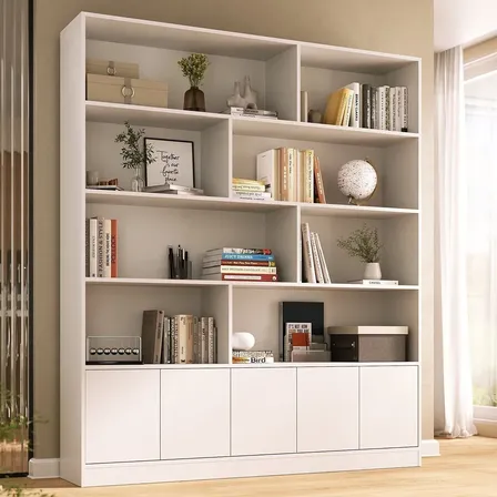 Estante De Livros 100% Mdf 5 Portas 8 Nichos Versatile Cewt