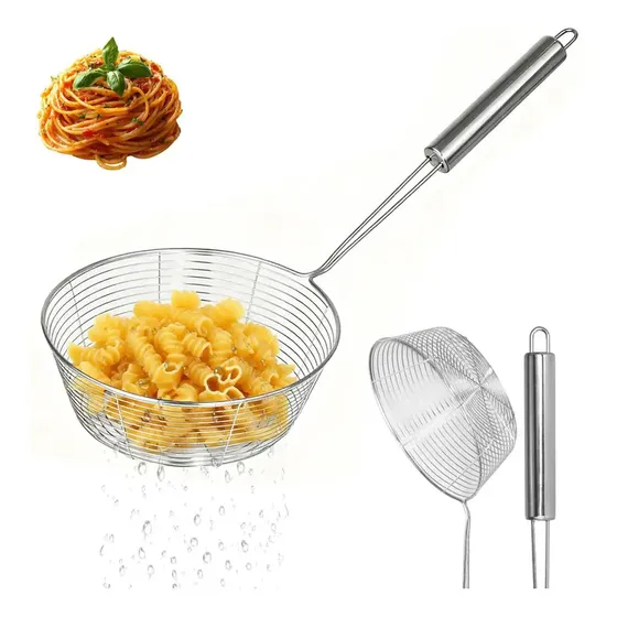 Escumadeira De Malha De Aço Inoxidável 20 Cm - Massas