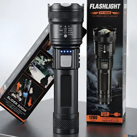 Lanterna Tática Mais Forte Do Mundo T9 Potente Led Cree Usb Branco Preto
