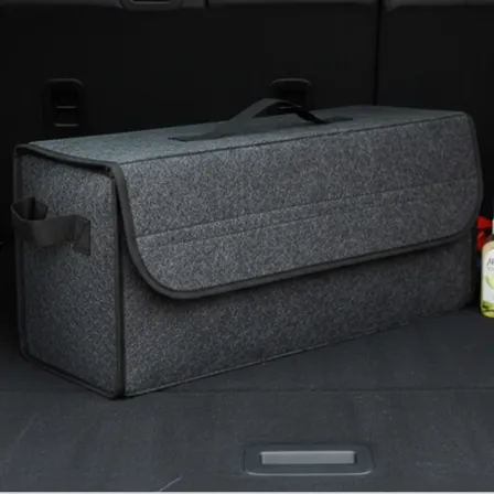 Bolsa Organizadora Dobrável Feltro Cinza Carro Porta Malas Cinza