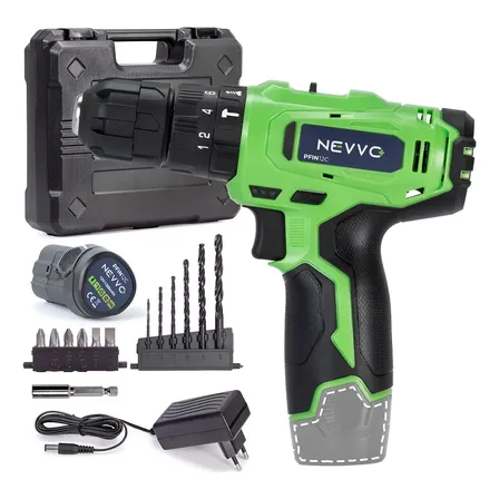 Furadeira Parafusadeira Impacto 12v + Kit Ponteiras E Brocas Verde 12v 50/60hz