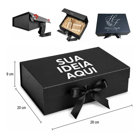 Kit 10 Caixa De Presente Magnética Personalizada 28x20x9cm