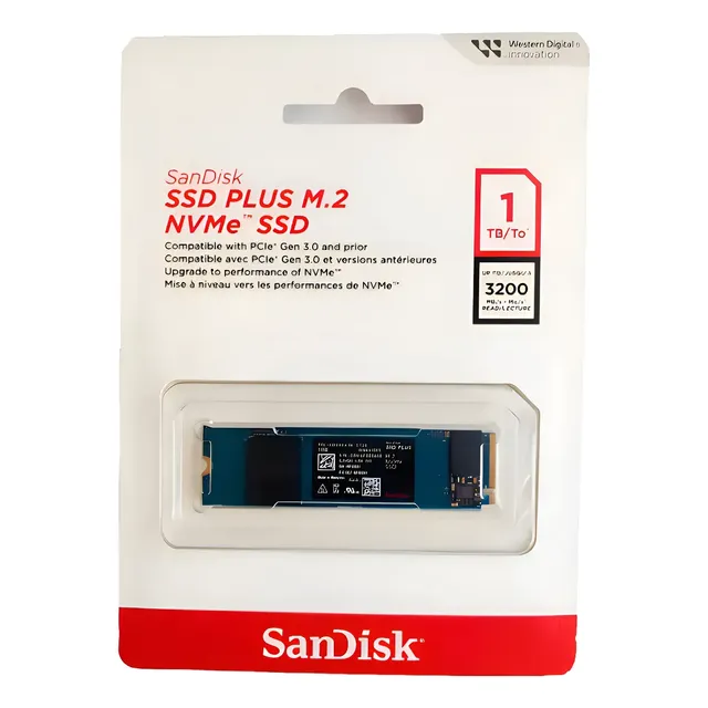 Ssd M.2 Nvme 1tb Sandisk Plus Sdssda3n-1t00-g26 3200mbps Azul-marinho