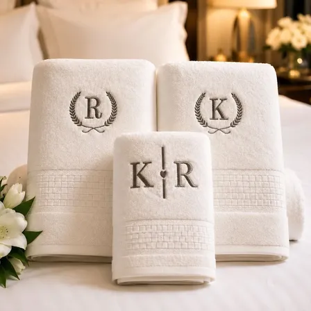 Kit 3 Toalhas Hotel Bordada Atacado Personalizado Grossa