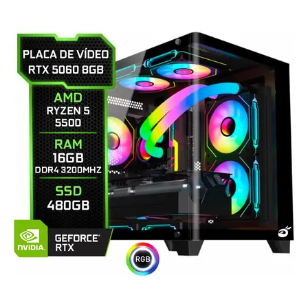 Pc Gamer Rtx 5060 8gb, Ryzen 5 5500, 16gb Ddr4, Ssd 480gb 480 Gb 16 Gb Geforce Rtx 5060 8gb