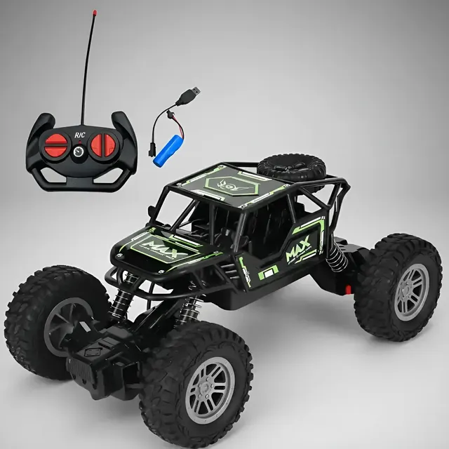Carrinho Controle Remoto 4x4 Recarregável Brinquedo Radical Preto Off-road