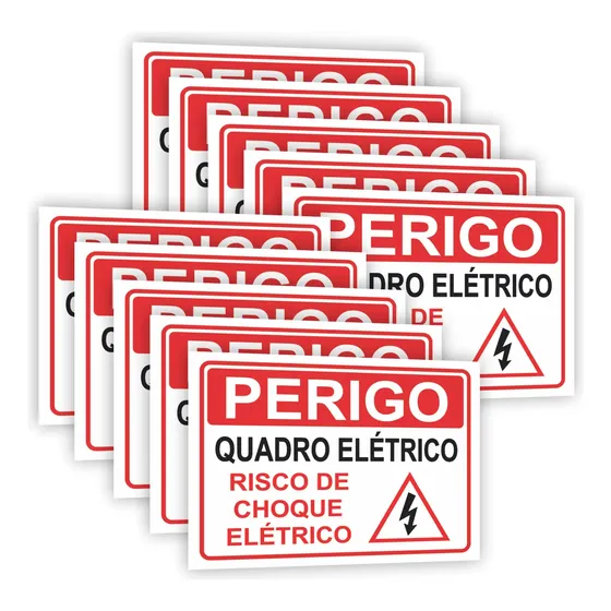 Placas Sinalização Quadro Elétrico Risco De Choque Cuidado