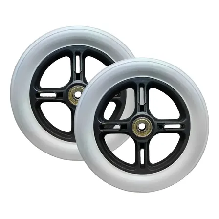 Par De Rodas Aro 6 Pneu Cinza Com Rolamento 608zz Preta