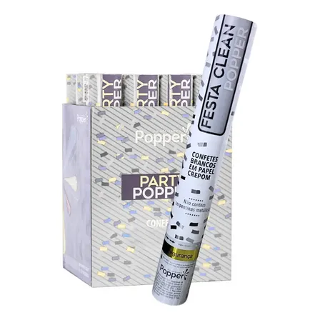 Kit 50 Lança Estoura Confetes Cor Branco Popper