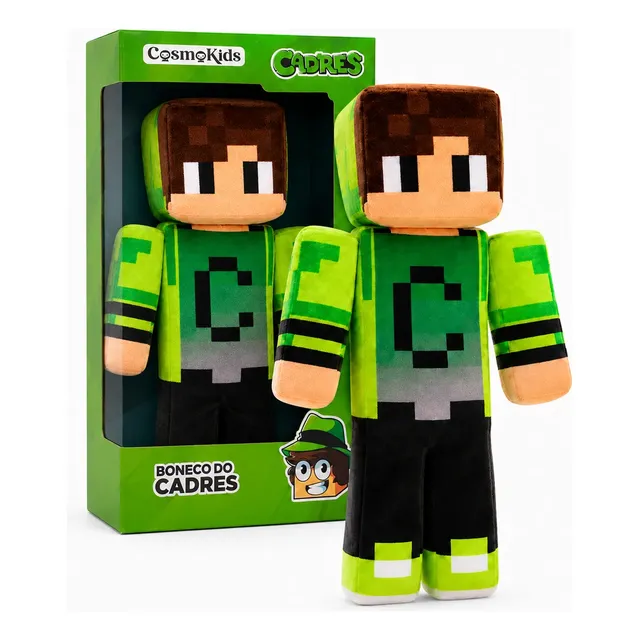 Boneco Pelúcia Cadres Gamer Skin Brinquedo Youtuber 35cm Verde