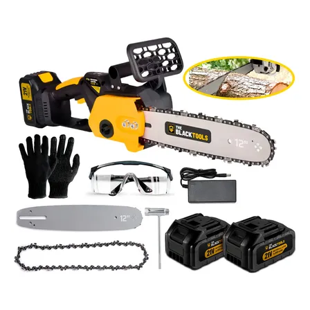 Motosserra Elétrica 2 Bateria 21v Portátil 2pol + Acessórios Amarelo 127/220v 50/60 Hz