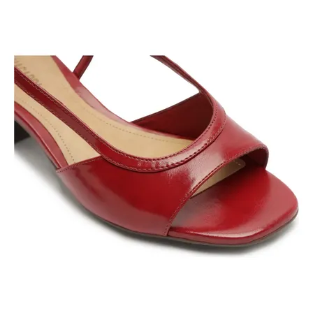 Sandália Feminina Pep Toe Salto Baixo Com Bloco Anacapri Vermelho Liso 36