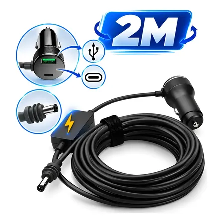 Cabo Starlink Mini 12v Estabilizador 100w Dc Usb +tipo C 2m Preto 12v