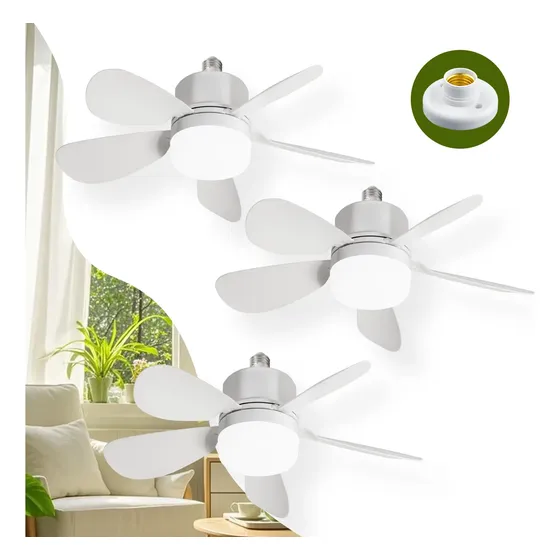 Kit 3 Ventilador De Teto Com Luz Controle Remoto Bivolt E27
