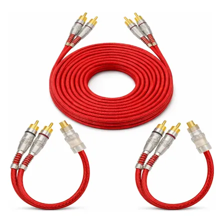 Rca Kit 5 Metros + 2y Vermelho Blindado Som Automotivo 2m 1f
