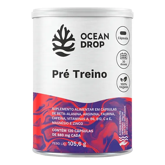 Pré Treino Cápsulas Ocean Drop Cafeína Taurina Beta Alanina