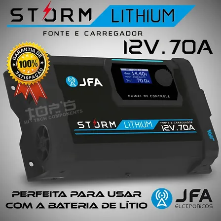 Fonte Carregador 70a Storm Lithium Jfa Bivolt Bateria Lítio