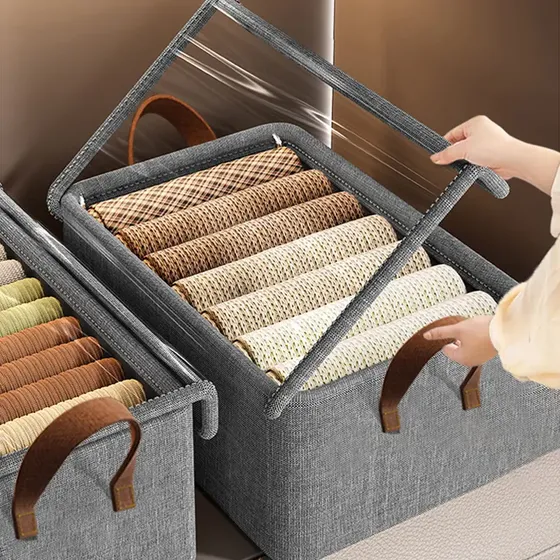 Kit 3 Organizador De Roupas Para Organizacäo Para Casa- Cinz