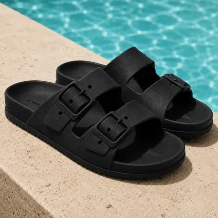 Sandália Birken Colcci Masculina 2 Tiras Fivelas Original Preto 39.40 Br