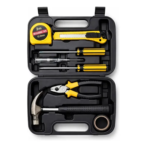 Kit Jogo De Ferramentas 8 Peças Chave Básica Manual Maleta Amarelo