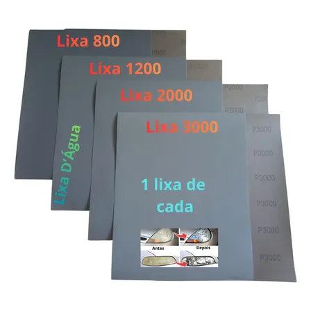Lixa Polimento D'água Kit 1 De Cada Grão 800 1200 2000 3000