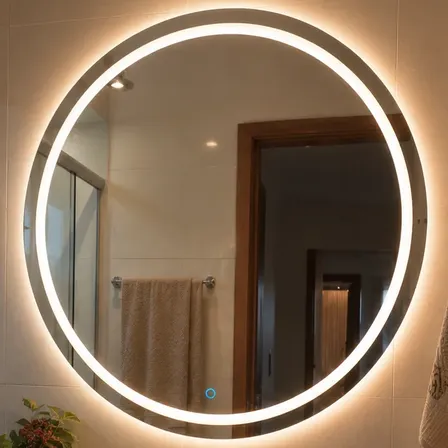 Espelho Grande Touch Led 3 Cores Jateado Fino 50 Cm Banheiro