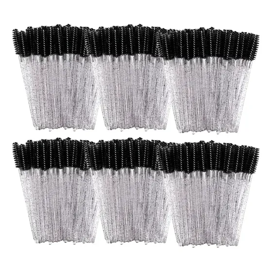 Kit 300 Escovinhas Extensão Cílios Sobrancelhas - Preto