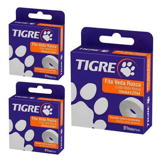 3un Fita Veda Rosca Tigre 18mm X 25 Metros Teflon Envio Hoje
