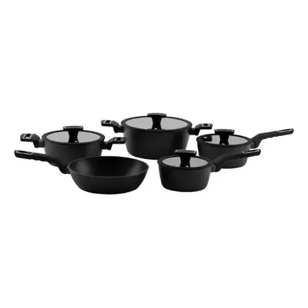Jogo 5 Panelas Brinox Revest Cerâmico Carbon Ceramic Life Preto