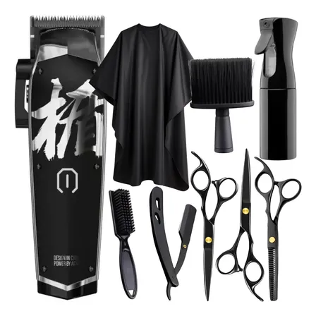 Maquina De Cortar Cabelo Madeshow M10 Tesouras Profissionais Preto 127/220v