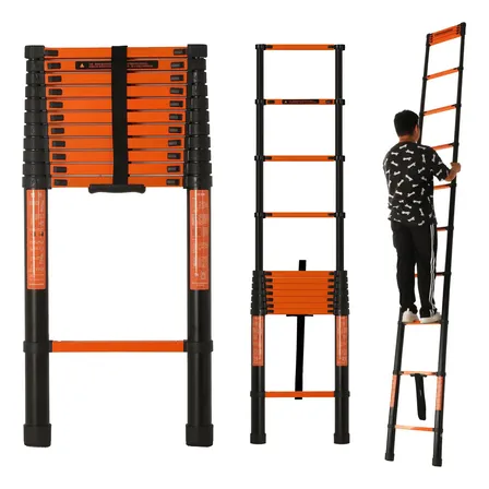 Escada Telescópica,9 Degraus, 3.5 M Antiderrapante Laranja-escuro