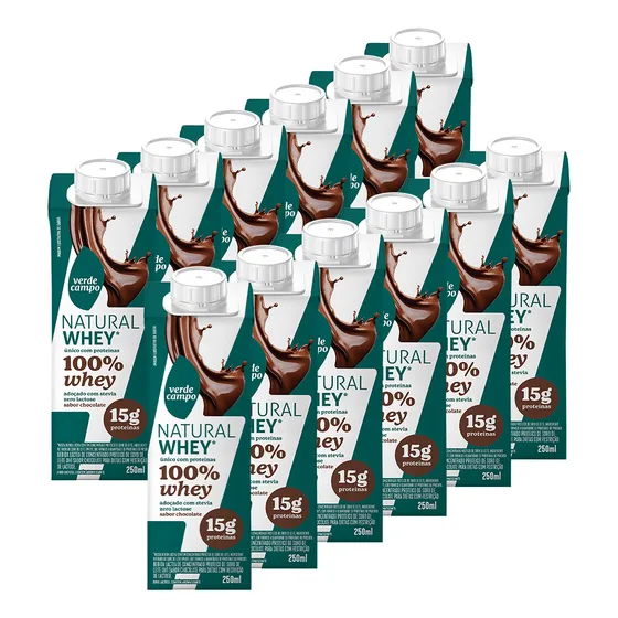 Shake Proteico 15g Verde Campo 100% Whey Chocolate 12x250ml