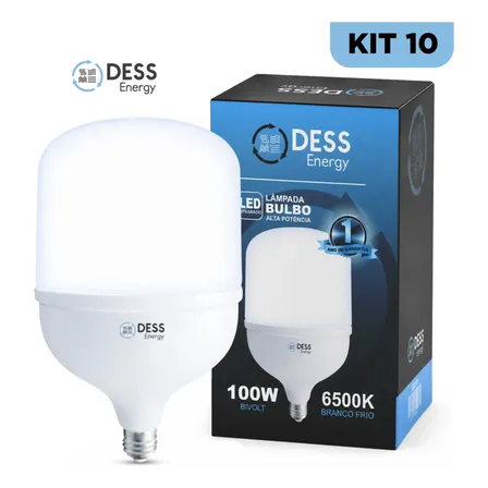 Kit 10 Lâmpadas 100w Bulbo Branco Frio Alta Potência Bivolt 220v Branco Frio