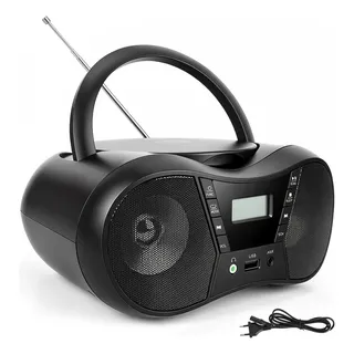 Cd Player Bluethooth Radio Boombox Portatil Fm Digital Preto 5v