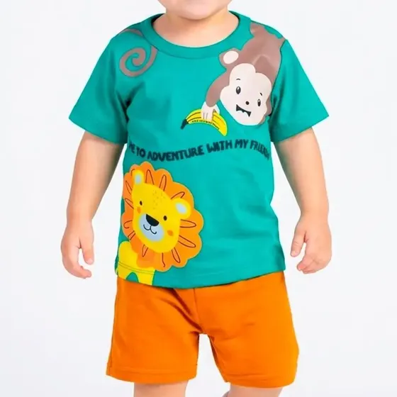 Conjunto De Bebe Menino Masculino Infantil Verão De Algodão