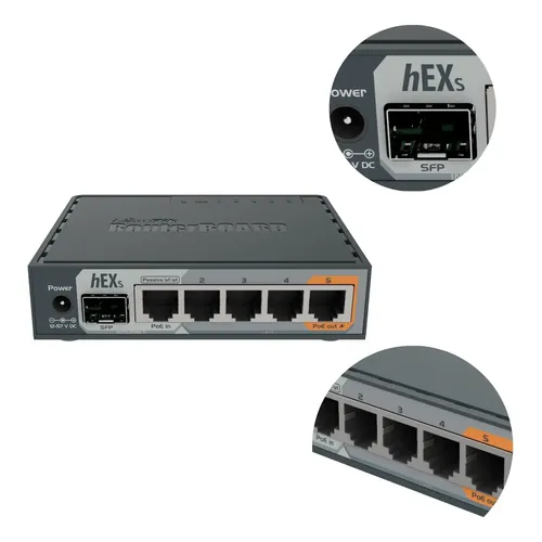 Roteador 5 Portas Gigabit Mikrotik Routerboard Hex Rb760igs