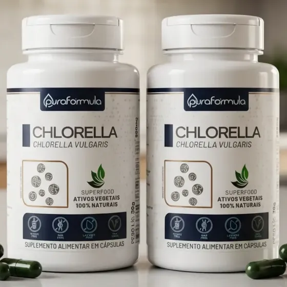 Kit 2 Chlorella 500mg Natural 240 Caps Frete Gratis Sem Sabor