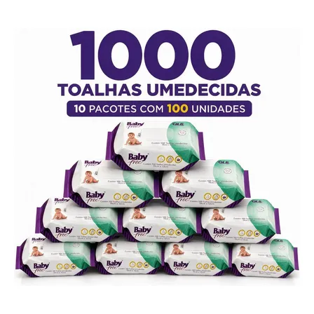 Lenço Umedecido Baby Free 1000 Un Kit Econômico