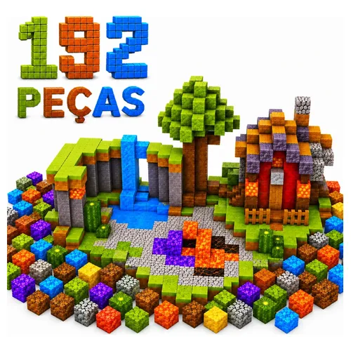 Kit Blocos Magnéticos Montar Construção Brinquedo Educativo 192