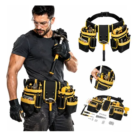 Cinto Bolsa De Ferramentas Profissional Ajustável 26 Bolsos Amarelo