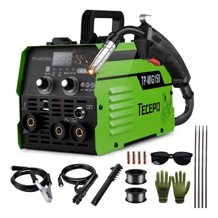Máquina De Solda Inversora Tecepo 3 Em 1 Mig-tig-mma Bivolt Verde-limão 127/220v