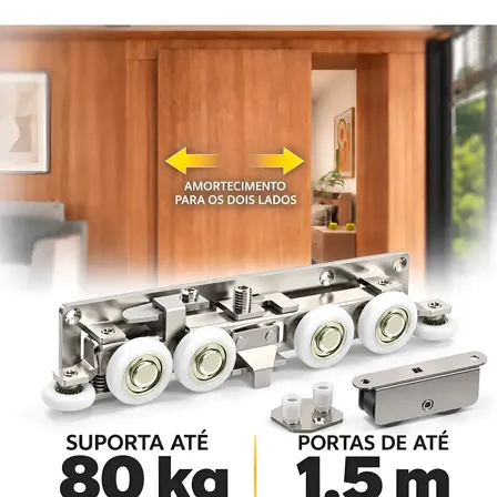Trilho Oculto Invisível Para Porta De Correr - Kit Completo Prateado