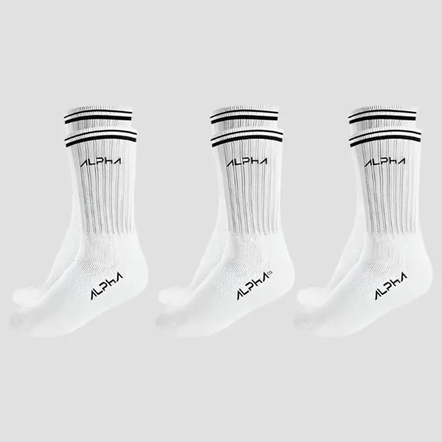 Kit 3 Meias Cano Médio Alpha Branco U