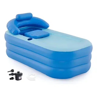Banheira Inflável Infantil Adulto Dobravel Portatil 1.6m Azul-celeste